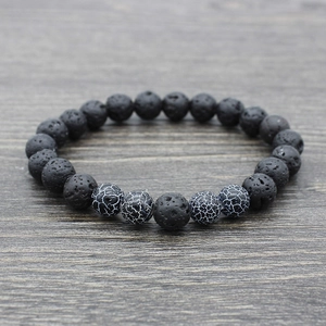 Natural Lava Rock Stone Beaded Bracelet Elastic Yoga Meditation Healing Jewelry For Men Women Simple Fashion
