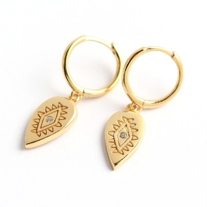 Luxury S925 sterling silver drop earrings with gold finish and sparkling zircon stones