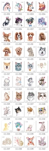 Detailed catalog showing 40 colorful cartoon animal tattoo stickers with various models