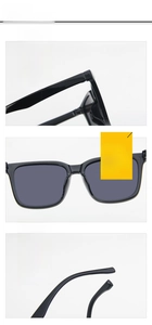 Close-up of durable hinges, skin-friendly nose pads and ergonomic temples of black sunglasses
