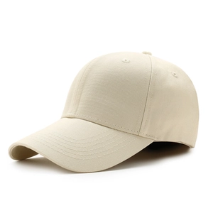 Classic beige cotton baseball cap with curved brim, shown from a side 45-degree angle