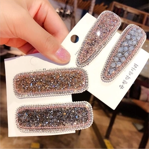 Set di fermagli per capelli con strass scintillanti in champagne e viola da donna