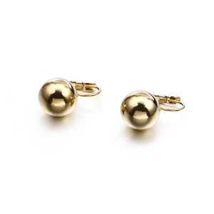 Stainless Steel Ball Leverback Earrings Polished Gold Tone Spherical Jewelry For Women Fashion Minimalist Style