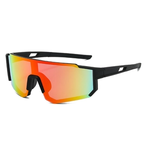 Outdoor sports cycling sunglasses with multi-color gradient lens and matte black frame