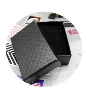 Premium black diamond texture jewelry gift box with soft black velvet interior lining