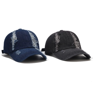 Distressed Denim Baseball Cap Vintage Washed Ripped Hole Adjustable Men Women Outdoor Sun Shade Hip Hop Snapback Fashion Hat