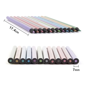 Set of 12 metallic colored pencils with black wood and 17.4cm length for drawing