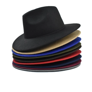 Flat brim wool fedora hats with belt buckle available in multiple vibrant colors