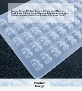 Close-up of translucent food-grade silicone gummy bear mold with high mirror finish