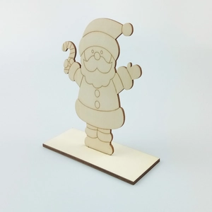 DIY unfinished wooden Santa Claus desktop decoration with stand for children painting