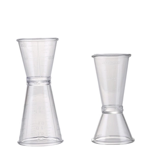 Dual-sided PC resin jigger set with clear measurement scales for bar and milk tea