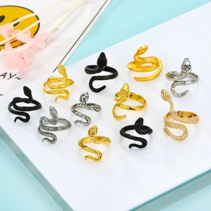 Vintage Snake Ring Alloy Adjustable Open Cobra Shape Punk Animal Jewelry For Men Women
