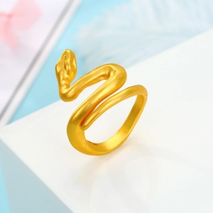 Vintage matte gold cobra snake open ring with adjustable band for men and women