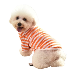 Orange and white striped pet vest for dogs and cats, soft cotton summer knitwear