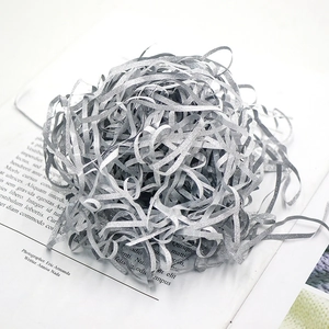 Sparkling silver shredded raffia paper for festive gift box decoration and filler