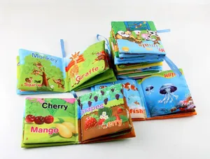 Détails de livres en tissu pour bébés indéchirables avec illustrations d'animaux colorés