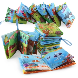 Lot de 6 livres d'éveil en tissu pour bébé avec thèmes animaux et fruits colorés