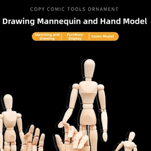 Artistic set of flexible wooden mannequin figures and hand model for drawing