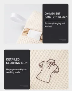Détail du sac à linge en maille épaisse avec broderie et protège-glissière