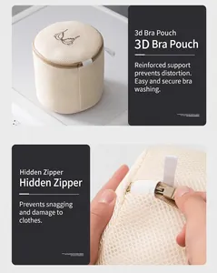 Détail du sac à linge 3D pour soutiens-gorge avec fermeture éclair cachée et broderie