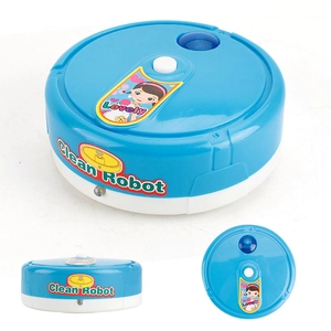 Electric music sweep robot toy for kids with blue and white cartoon lovely clean design