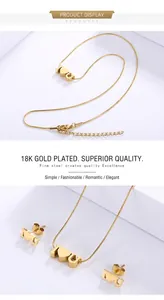 18K gold plated stainless steel jewelry set with I Love You heart pendant and snake chain