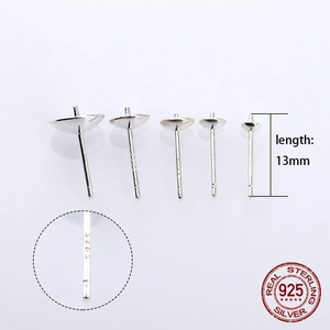 925 Sterling Silver earring post cup needles for DIY jewelry making in 13mm length