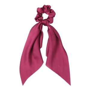 Deep burgundy satin scrunchie with long elegant ribbons for women's ponytails