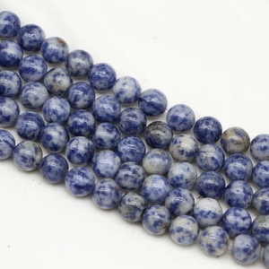 Natural blue sodalite round beads for DIY jewelry making with smooth marble texture