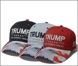 Detailed embroidery of slogan and eagle pattern on cotton baseball caps in three colors
