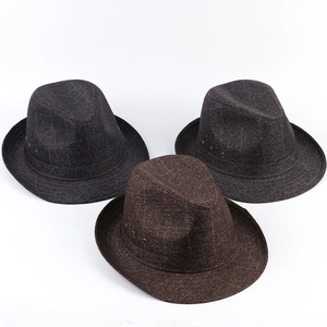 Chapeaux fedora classiques pour hommes en gris foncé et marron avec texture tissée