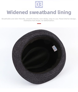 Détail de la doublure intérieure avec bandeau anti-transpiration et taille 60cm