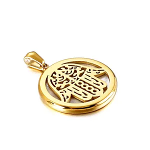 Collier Pendentif Main De Hamsa Rond Creux Acier Inoxydable Nacre Bijoux Minimalistes Pour Femmes