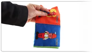 Interactive soft baby book showing crinkle paper sound function and fireman theme