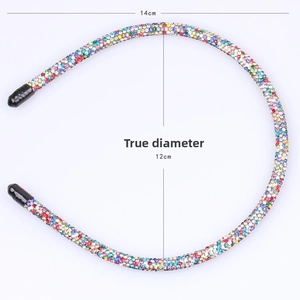 Detail of colorful rhinestone headband with 12cm inner diameter and 14cm width