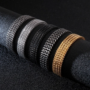 Mens stainless steel franco dragon bone chain bracelets in multiple metallic finishes