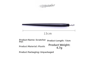 Detail view of 13cm black plastic scratch pen with metal nib for scratch art tools
