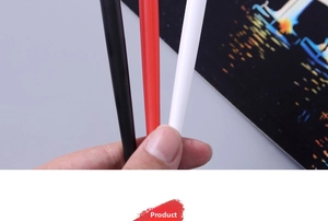 Macro shot showing detail of the sharp metal tip and colored plastic grip of scratch pens