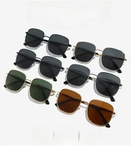 Detailed grid of vintage oversized metal sunglasses in various lens and frame colors