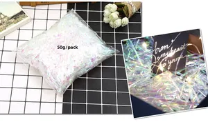 50g iridescent shredded raffia filler for gift boxes with shiny rainbow reflective finish