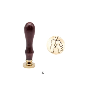 Romantic couple kissing design brass wax seal stamp with elegant wooden handle
