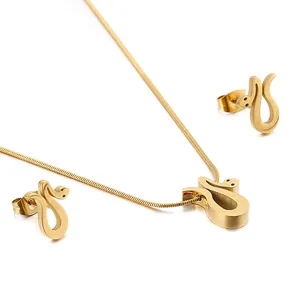 Set di Gioielli a Serpente in Acciaio al Titanio Minimalista per Donna Collana a Serpente Colore Oro Acciaio Set Orecchini