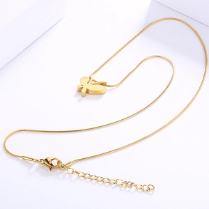 Elegant gold butterfly pendant necklace with sleek snake chain and secure lobster clasp