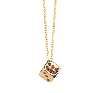 Unisex Hip Hop Titanium Steel Dice Pendant Necklace Lucky Dice Charm With Cross Chain Personalized Jewelry Gift For Men Women