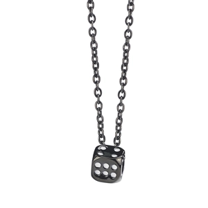 Hip hop lucky dice pendant necklace with black titanium steel chain for men and women