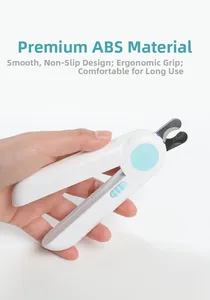 Détail du coupe-ongles pour animaux avec lumière LED et poignée ergonomique en ABS