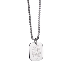 Titanium Steel Square Pendant Necklace Love Alone Could Waken Love Engraved Hip Hop Punk Jewelry Unisex Neck Chain