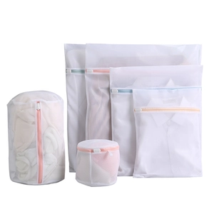 6-pack mesh laundry bag set with pink and blue zippers for delicate clothes