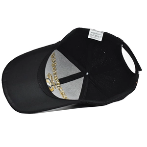 Detailed interior view of SWAT baseball cap showing 100% acrylic tag and quality stitching