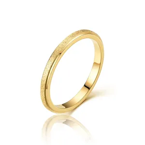 Minimalist gold titanium steel ring with elegant frosted and polished dual texture finish